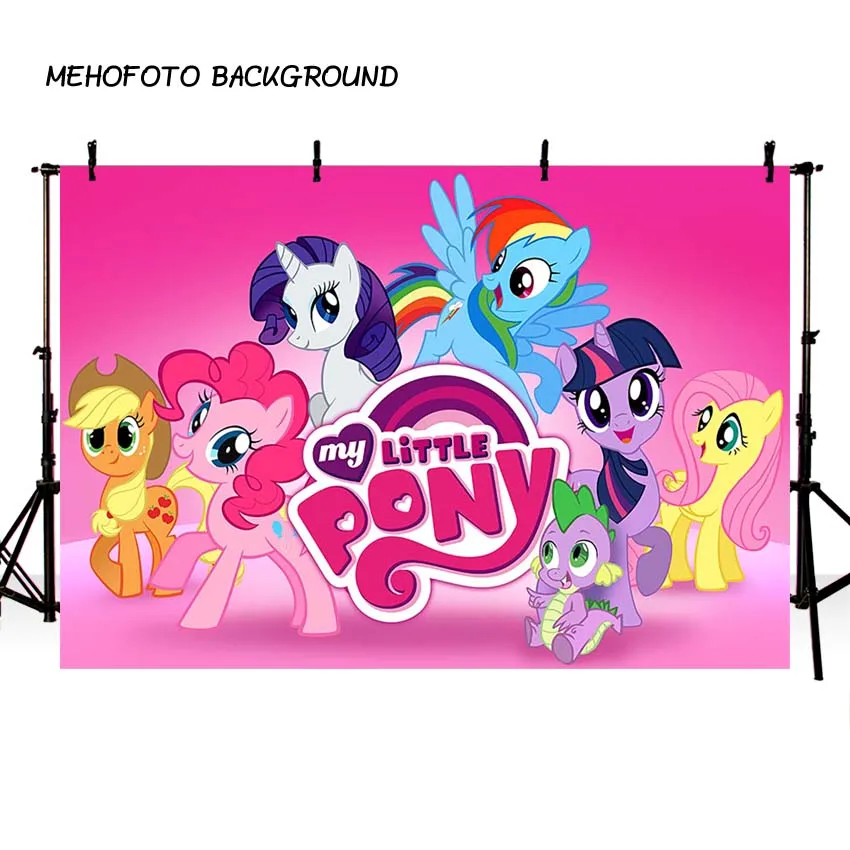 Photography backdrop My little Pony Birthday Party Cartoon Photo Background baby pink Prop background for photo studio photocall Photography backdrop My little Pony Birthday Party Cartoon Photo Background baby pink Prop background for photo studio photocall