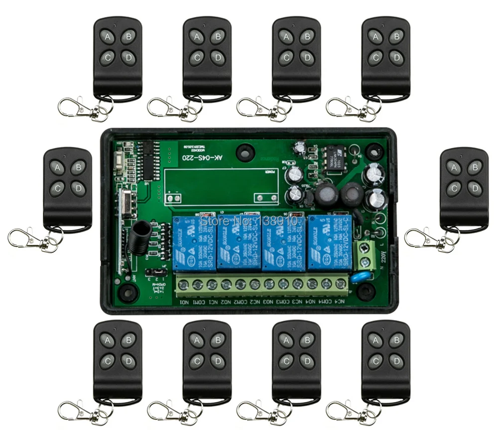 85v250V 4CH RF Wireless Remote Control Relay Switch Security System