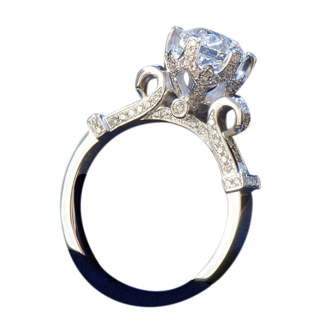 luxury hollow crown rings for women wedding jewelry antique cz stone crystal wedding band engagement rings - Crystal Wedding Rings luxury hollow crown rings for women wedding jewelry antique cz stone crystal wedding band engagement rings - Crystal Wedding Rings