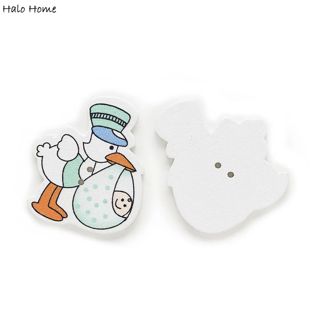 30pcs 2 Hole Postman Baby Wood Buttons Sewing Scrapbooking Home Decor Clothing 32x29mm 2