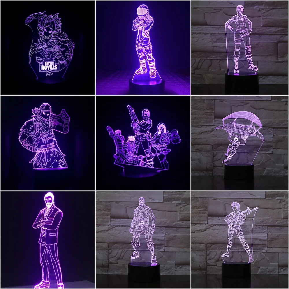 

Fortnited Battle Royale Kids LED Night Light Raven Skin Child Boy Gift Dark Voyager Nightlight Table 3d Lamp Fortnited Nitelite