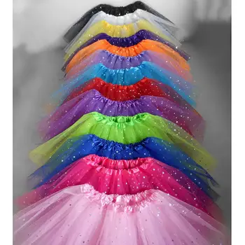 

Women Skirt Gauze Tutu Skirts Short Pleated Pettiskirt with Sequins