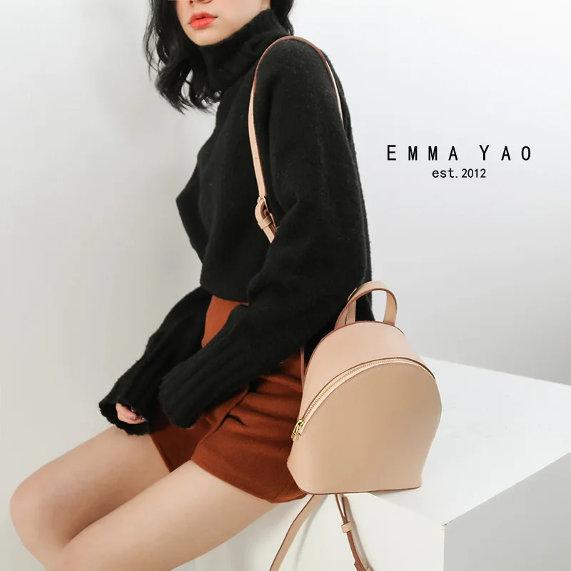 Женский кожаный мини рюкзак EMMA YAO модный брендовый в Корейском стиле|fashion women