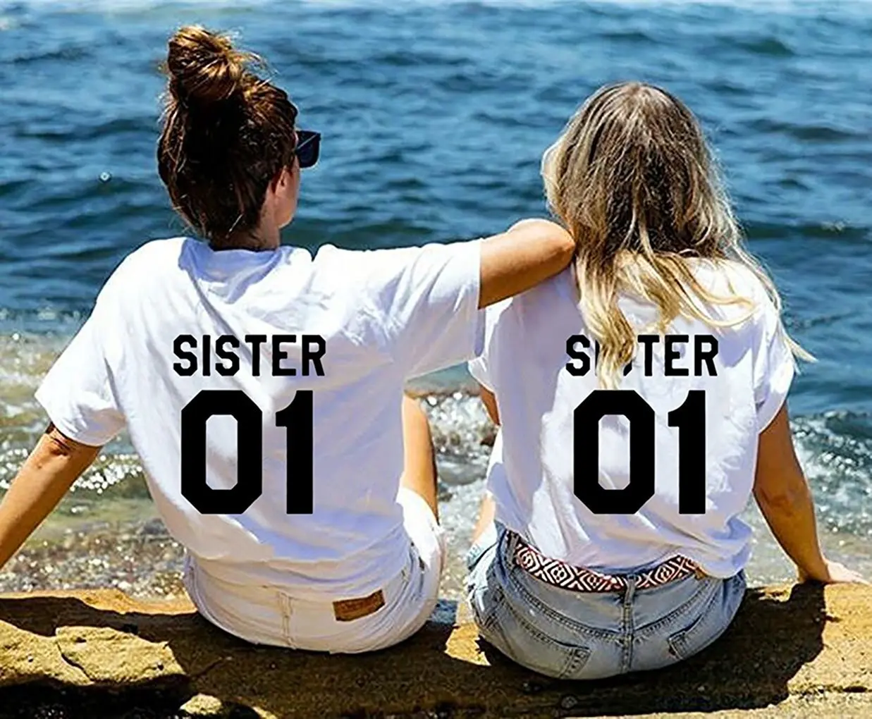 

New SISTER 01 BROTHER 01 Personality English Letters for Men and Women European and American Street T-shirt