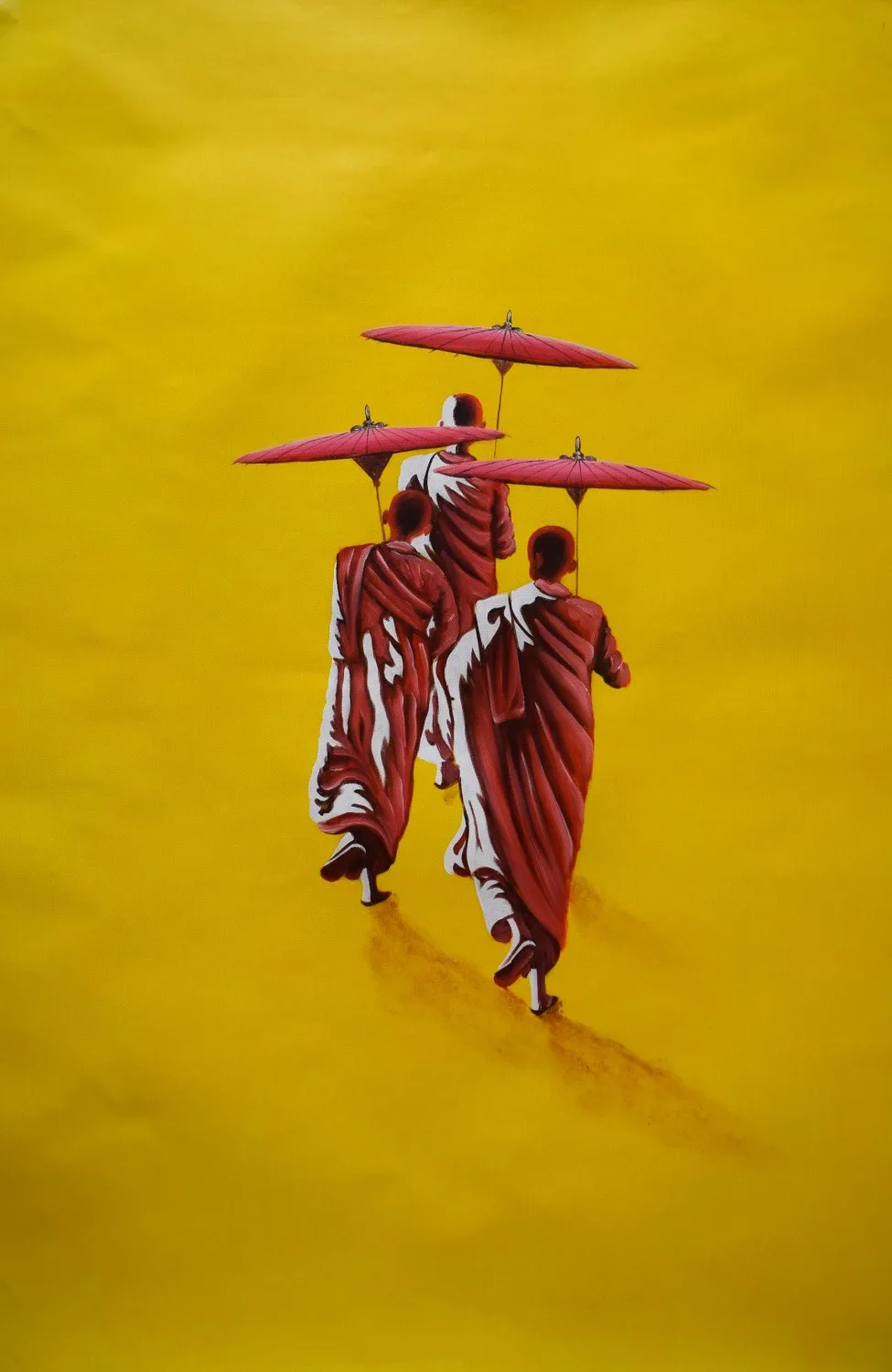 High Quality Hand Painted Oil Painting on Canvas Yellow Background Monk  CanvasPainting Wall Art Picture Painting for Home Decor _ - AliExpress  Mobile