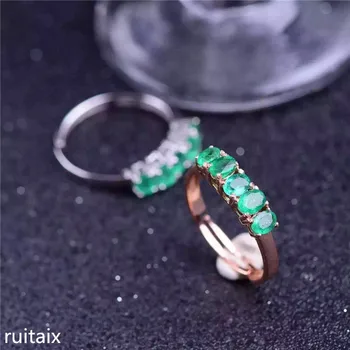 

KJJEAXCMY fine jewelry 925 Pure silver inlay natural emerald lady's ring