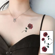 Водостойкая временная татуировка наклейка Красная роза цветок временная татуировка наклейка художественная Татуировка тату для мужчин и женщин флэш поддельная Хна