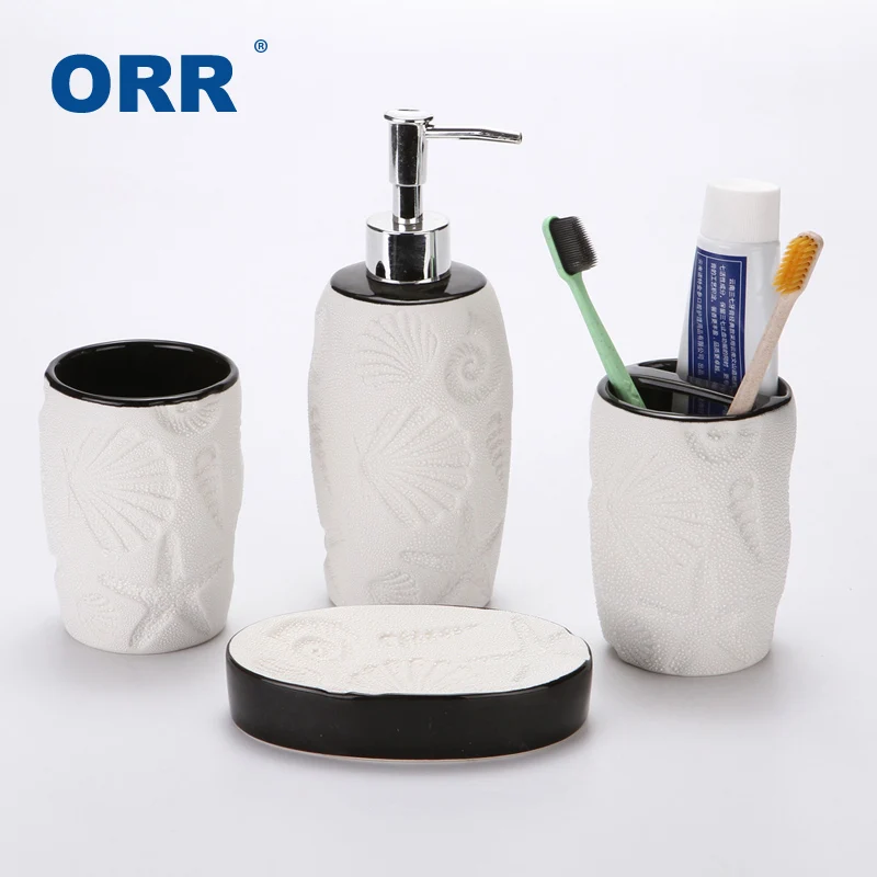 

Creative Bathroom set four Ceramic sanitary supplies ware Cups toothbrush holder soap dispenser copo Articulos sanitarios ORR