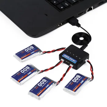 

4PCS OCDAY 3.7V 600MAH 25C 1S1P 2.22WH Battery + 5-port Charger for Syma X5C X5SW X5SC/ for Cheerson CX-30