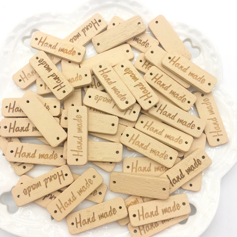 

50Pcs Rectangle Wooden Button handmade Wood Button Sewing Accessories For Clothes Handmade Scrapbooking Craft DIY