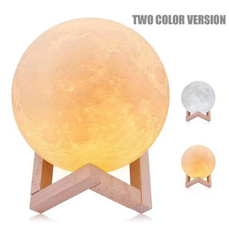 2 Colors Новинка, индивидуальная, индивидуальная, 3D печать, Лунная лампа, зарядка через usb, Ночной светильник, сенсорный датчик, контроль, лунный светильник, Прямая поставка - Испускаемый цвет: 2 Colors