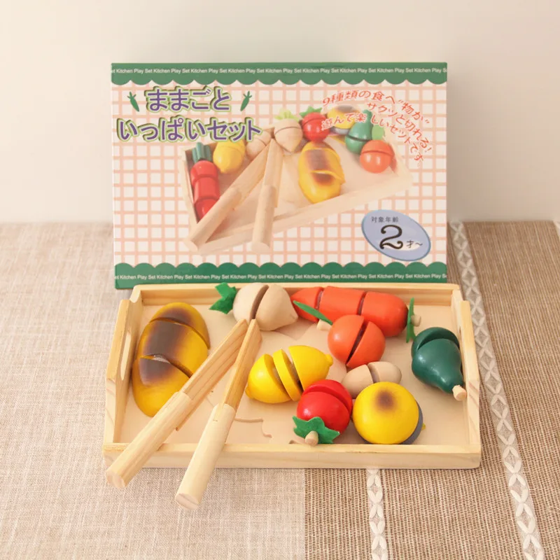 

2018 New Baby Toys Cutting Food Wooden Play Food Kids Pretend Play Kitchen Toys Gift
