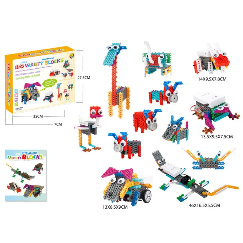 

12 in 1 Remote control RC Elephant/Dog/Pig/Frog/Crab/Giraffe 173pcs Building blocks assembly electronic toy model kids gift