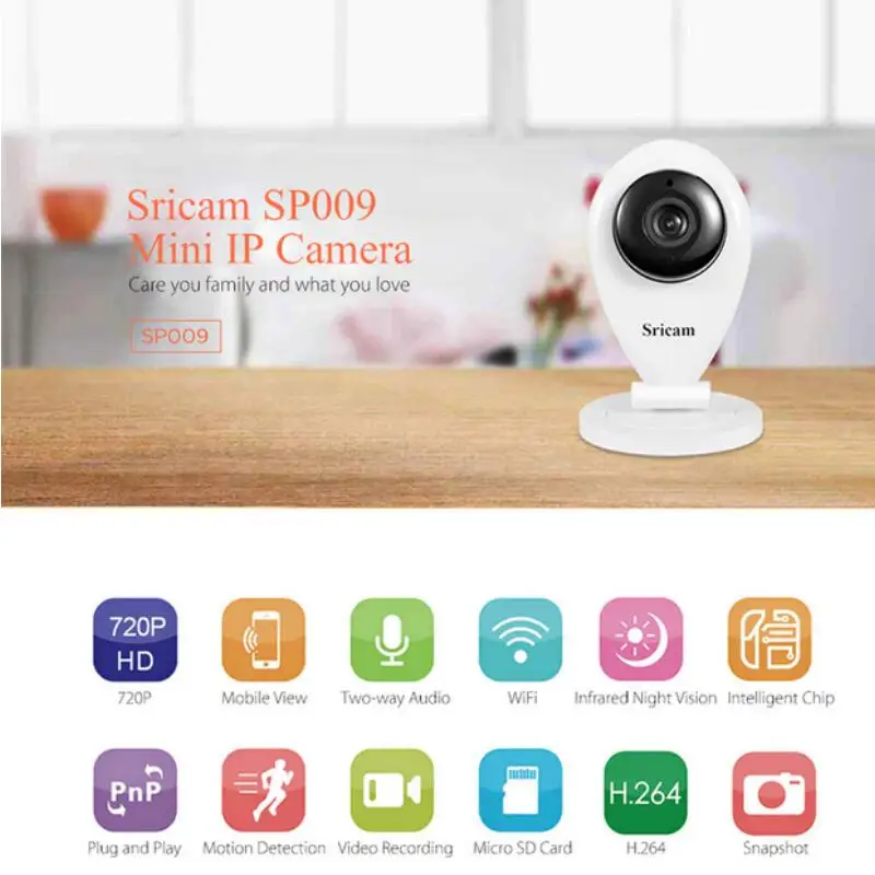 

Sricam SP009 IR Cut Wifi IP Camera Network Wireless 720P HD Camera CCTV Security Camera Home Security Baby Monitor