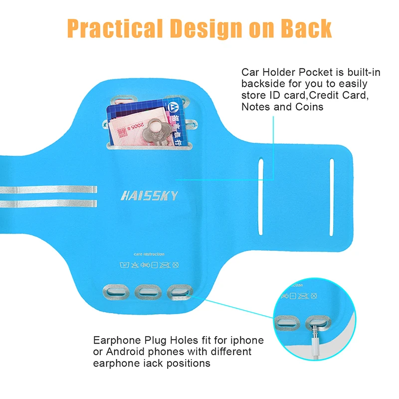 HAISSKY 5,2 универсальная спортивная нарукавная повязка-чехол для бега для смартфона для iPhone X XS 6s 7 8 5 5S SE нарукавная повязка на руку чехол для samsung Xiaomi huawei