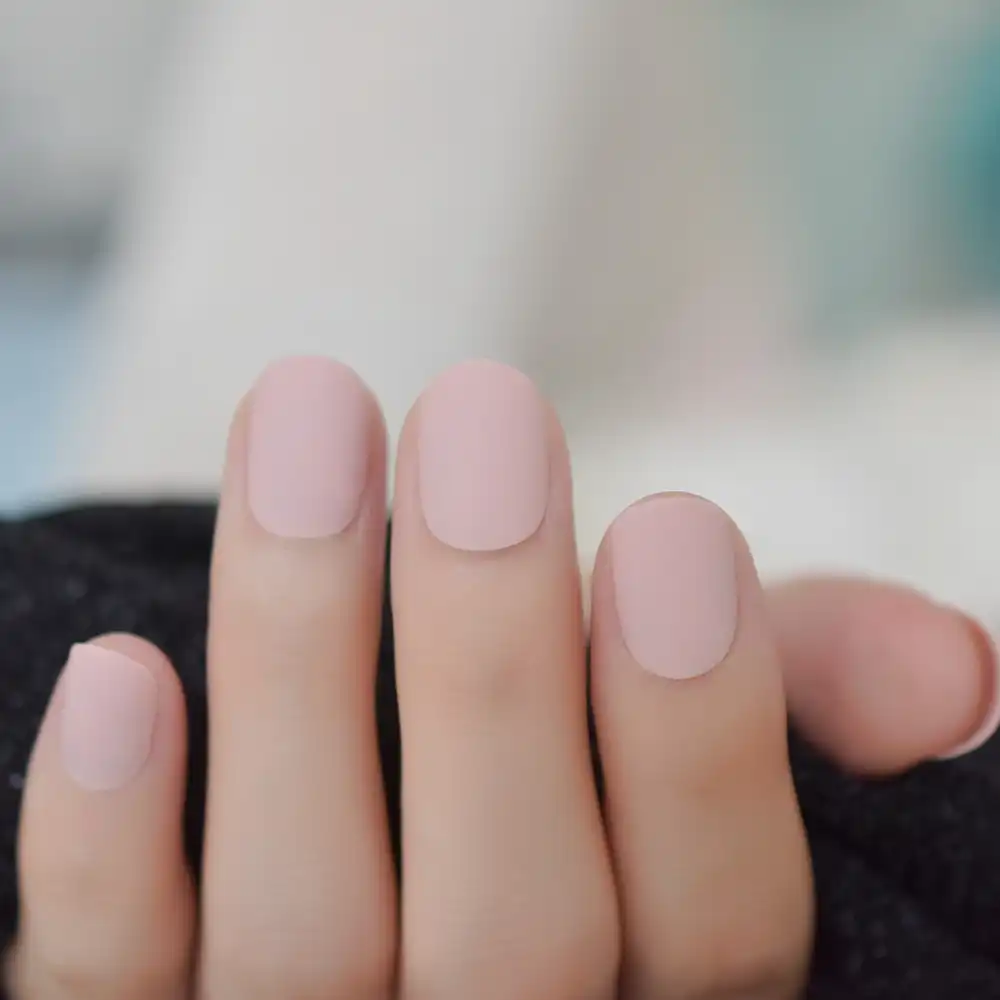 Pink Nude False Nails Matte Round Japanese Finger Nails Short Acrylic Nail Wholesale with