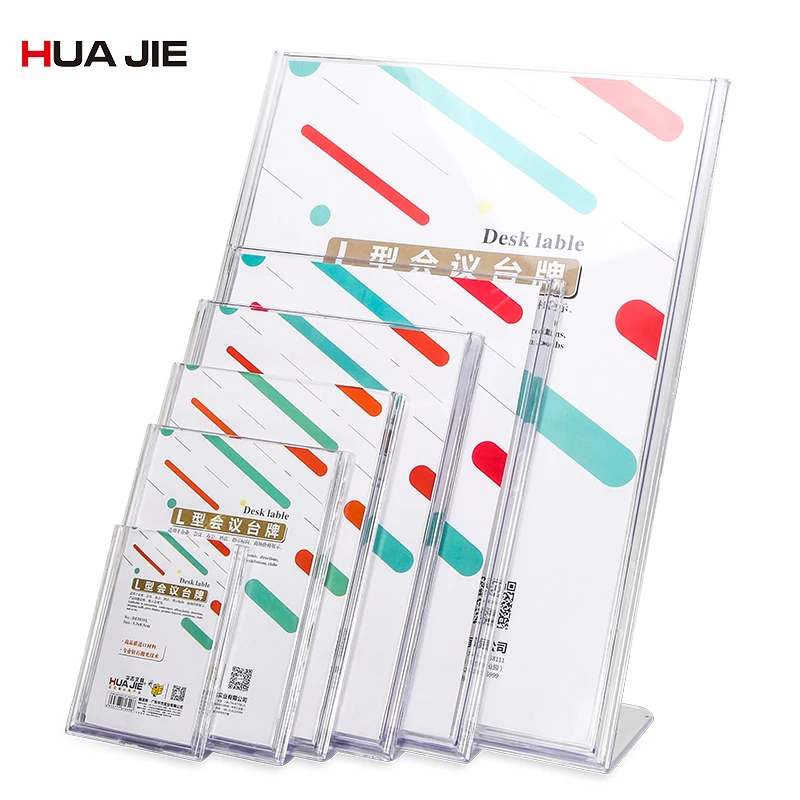 

Card Holders Meeting Desk Label Card Frame Transparent L-shape Desk Sign Price Tag Label Display Stand Office Supplies DE5031L