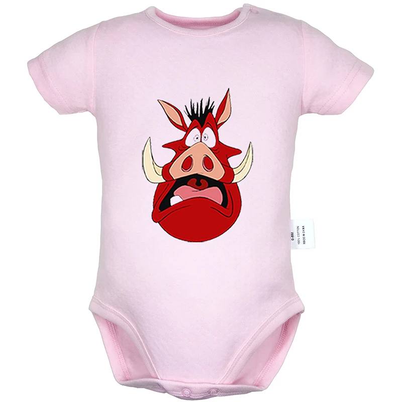 Funng Pumbaa/Одежда для новорожденных девочек и мальчиков с принтом «Король Лев»; комбинезон с короткими рукавами; комбинезоны; хлопок - Цвет: Baby799PD