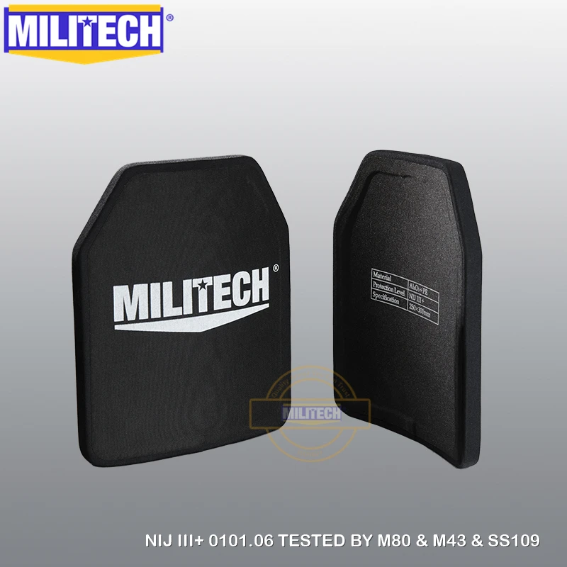 MILITECH 10X12 2 шт глинозема и PE NIJ 0101,06 уровень III+ пуленепробиваемая тарелка для винтовки Al2o3 NIJ 3+ автономная баллистическая панель SAPI