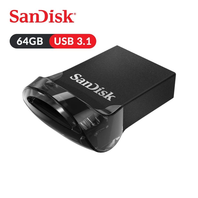 Двойной Флеш-накопитель SanDisk USB флэш-накопитель Ultra Fit 64 Гб USB 3,1 диск 130 МБ/с. читать Скорость флэш-накопитель палка с вытяжным шнуром для ПК