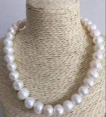 

18" 11-12mm natural south sea white baroque pearl necklace yellow buckle