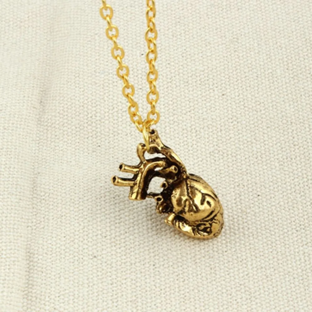 Mens Womens Charm Jewelry Gold/ Silver Love Heart shaped Pendant ...