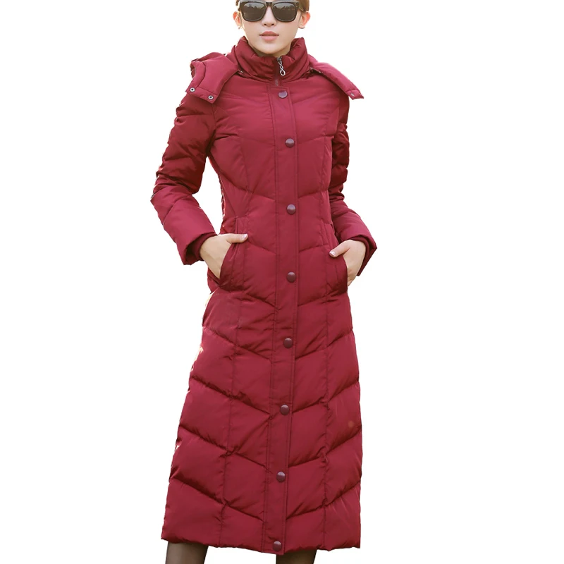 new size Coat Ultra keep warm white Duck Down Jacket x-Long Female Overcoat Slim Solid Jackets Winter Coats Parkas Padded add size padded coat ultra warm light white duck down jacket long overcoat slim solid jackets winter coats portable parkas