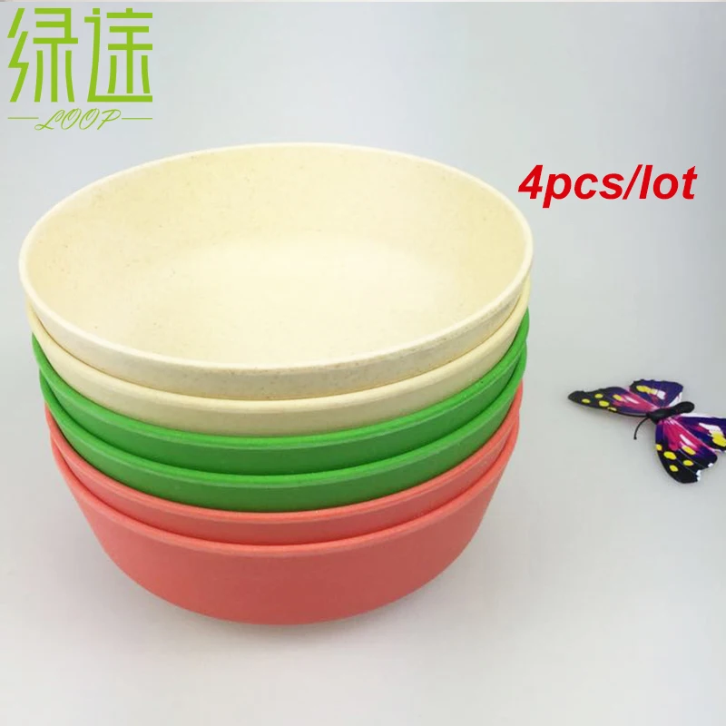 

4PCS China Natural Bamboo The Kitchen White Tableware Set Reusable Dishes and Plate Soup Fruit Bowl Salad Bowls