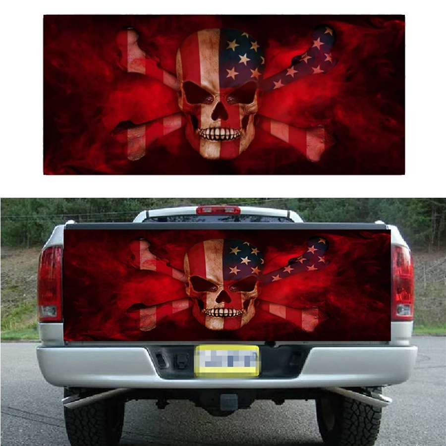 

167X58 cm Truck Tailgate wrap Vinyl Graphics Decal Sticker lame Skull pattern Truck 1pcs