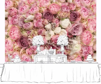 

HUAYI Rose Flowers Photography Backdrop Pink Floral Baby Shower Wedding Photo Booth Banner Cake Table Background D-8059