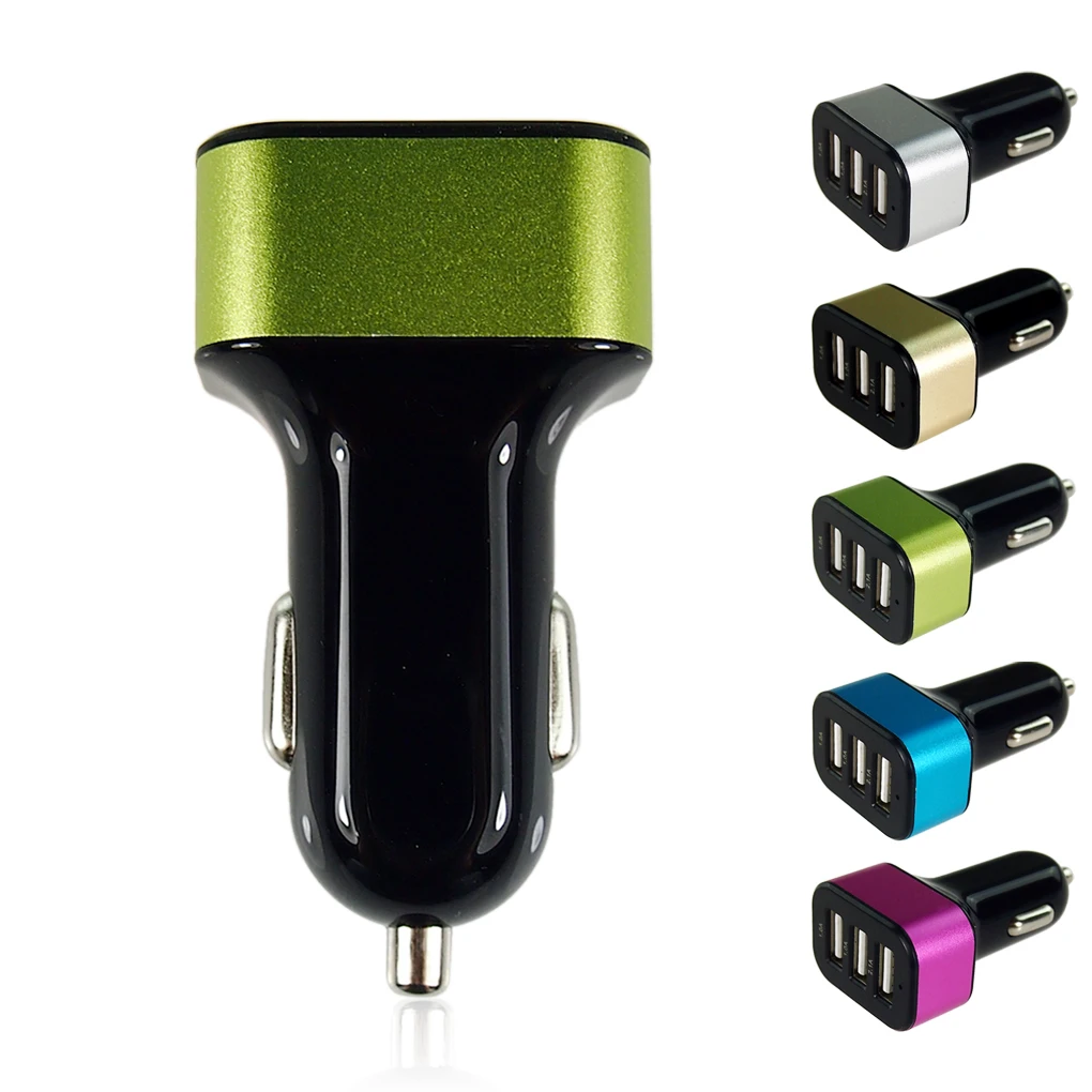 حار بيع 5 ألوان 3 ميناء Usb سيارة شاحن Ac محول للهاتف المحمول اللوحي