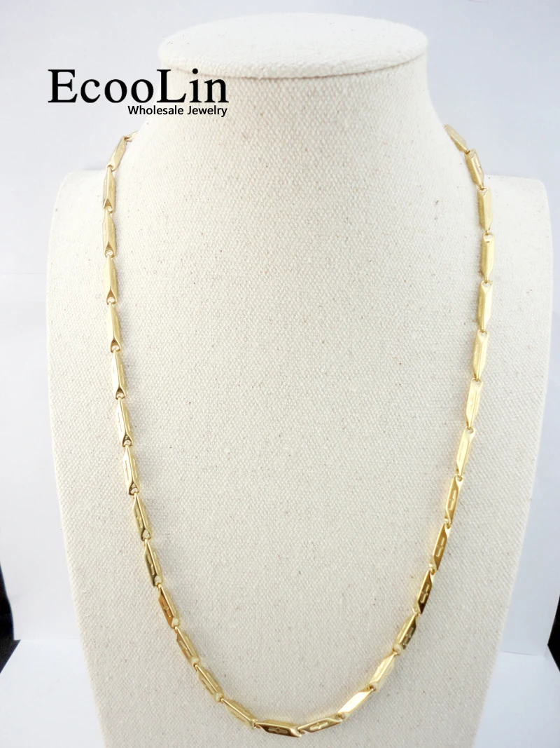 

30Pcs 22.06 inch JESUS Bamboo Gold Stainless Steel Chain 56Cm Diameter3.8mm Never Fade Necklaces For Women Fashion Jewelry LR533