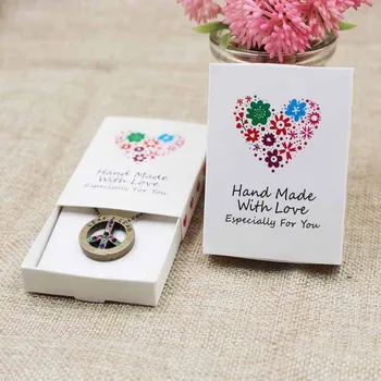 

24pcs white cardboard glossy lamination slide box jewelry necklace decoration display box personalized logo cost extra
