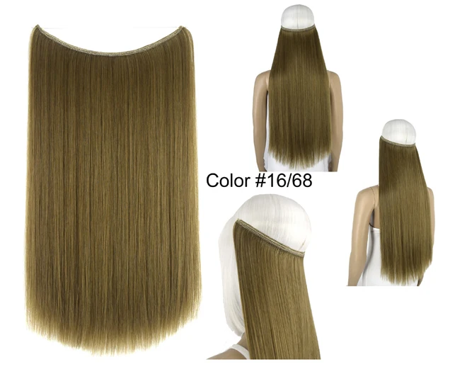 Жаростойкие синтетические волосы прямые Halo волосы для наращивания эластичность невидимая проволока волосы штук 8106 - Цвет: 16-68