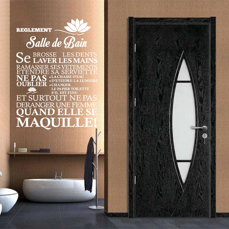 Французский цитатный рисунок-Наклейка на стену ванная комната правило виниловые наклейки на стены художественное украшение для ванной DW1041