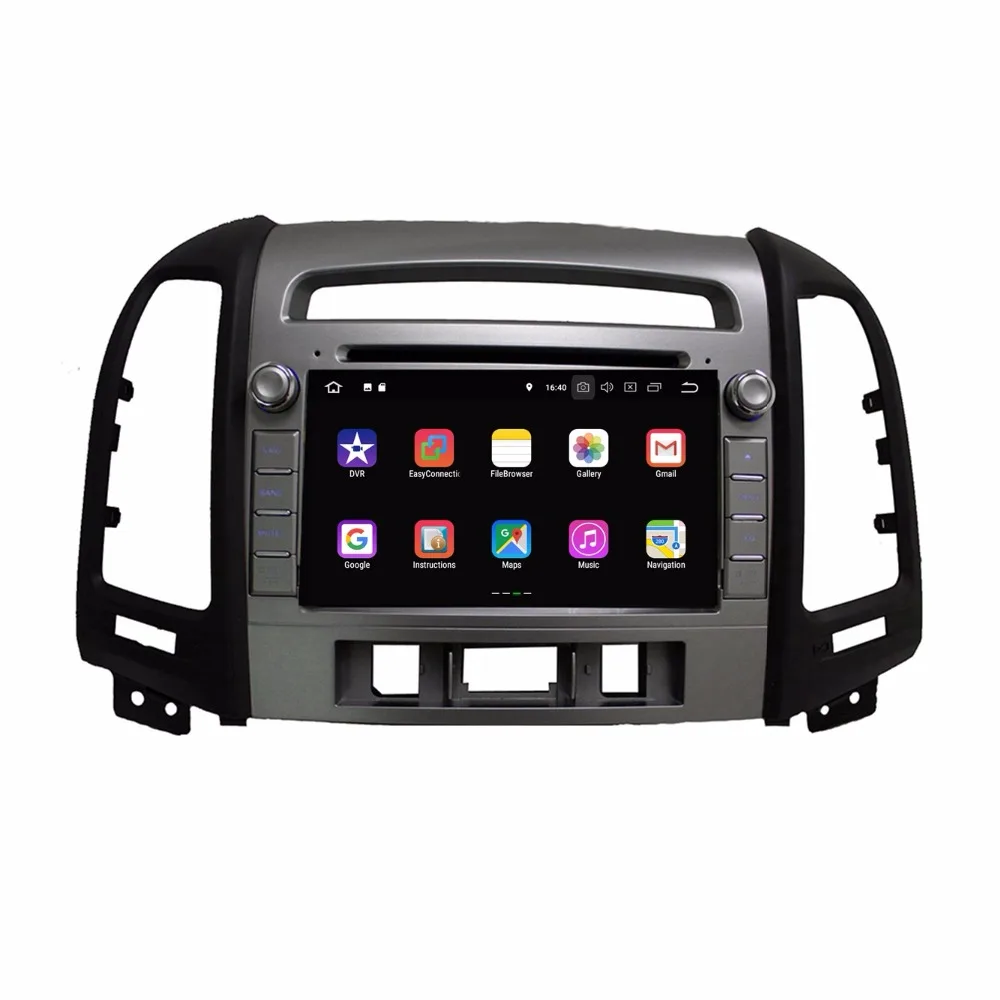 Discount 10204*600 Android 8.1 Quad core 2GB RAM 16GB ROM Car PC Radio DVD GPS For Hyundai SANTA FE 2006 2007 2008 2009 2010 2011 2012 2