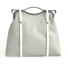 Doppelseitige verwendung handgemachte grau weiß farbblock handtasche große kapazität elegante frauen exquisite clip umhängetasche