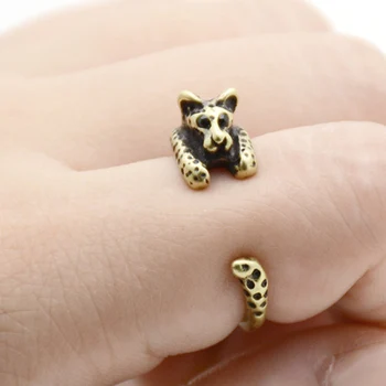 

Handmade Vintage Silver Plated Hippie Brass Knuckle Leopard Ring Boho Mid Finger Animal Wrap Rings For Men Women Fashion Jewelry