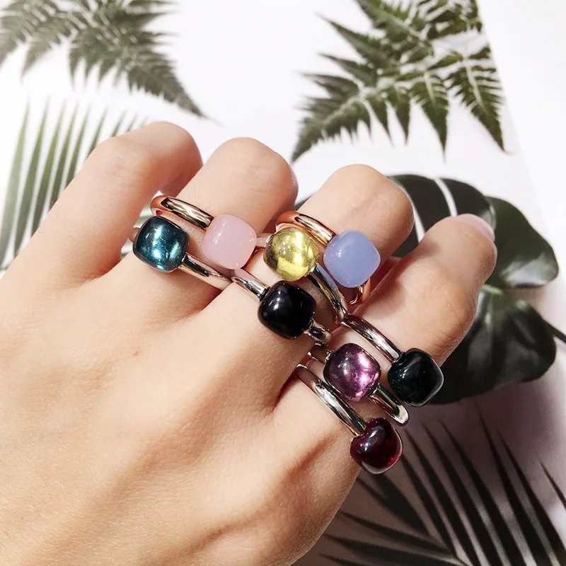 

Hot Brand Candies Style Ring Silver Color Blue Pink Purple Crystal Ring For Women Fashion Jewelry DJR014