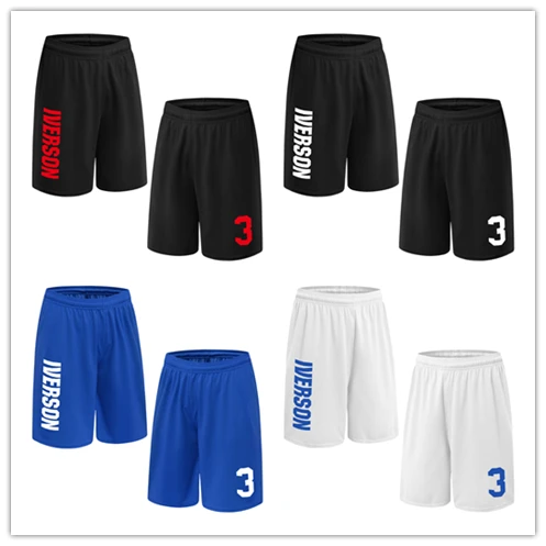 

BONJEAN Design Men 3 Allen Iverson Print Basketball With Pockets Quick Dry Breathable Training Running Sport Shorts