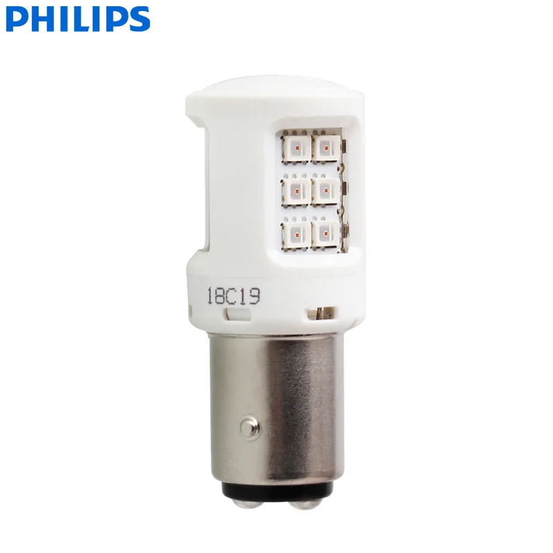 Philips Ultinon светодиодный S25 P21/5 W BAY15d 12V 11499ULRX2 красный цвет указатели поворота Стоп и задний свет, обратный свет лампы(двойной пакет