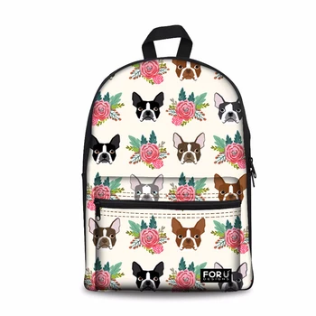 

Customized School Bags Backpack Schoolbag Boston Terrier Printing Children Backpacks for Girls School Satchel Kids Bag 17 Inch