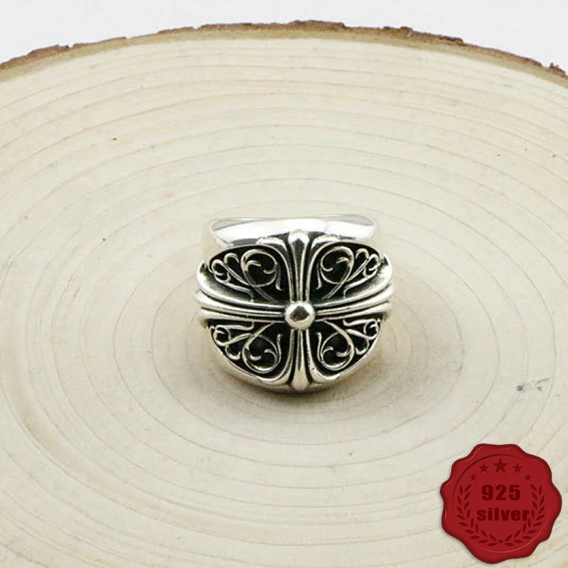 

100% 925 sterling silver ring domineering cross creative personality punk rock street dance style exquisite personality global