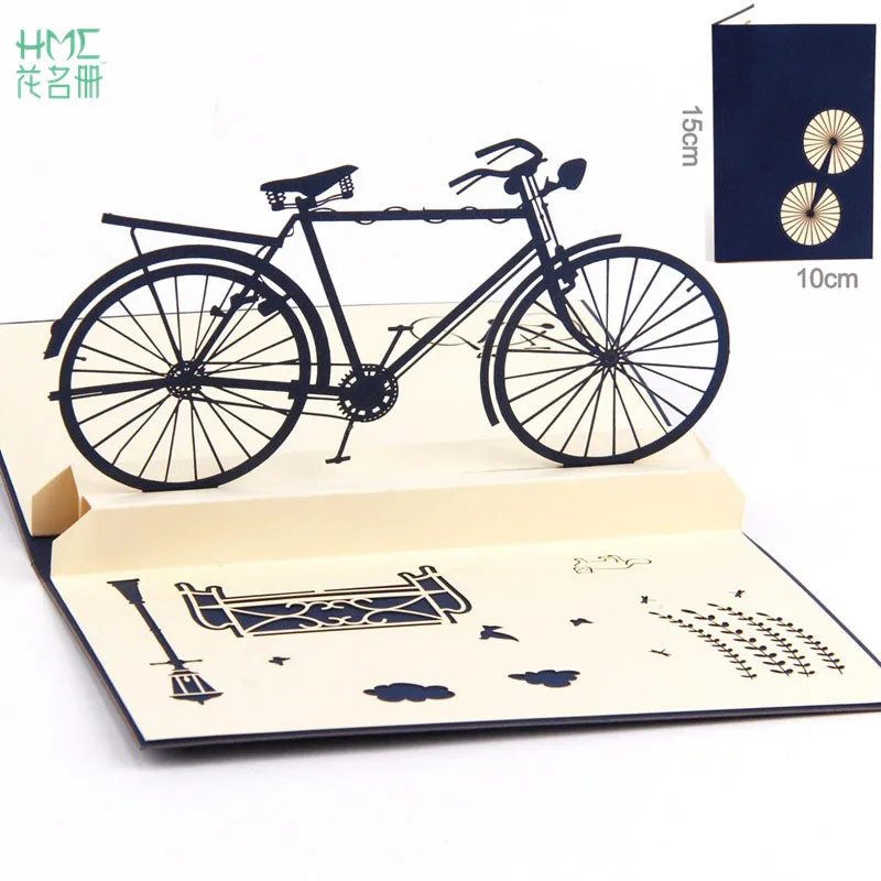 

Creative 3D Pop Ep Vintage Bike Handmade Laser Cut Vintage Cards Gifts Postcard Birthday Greeting Cards for Lovers