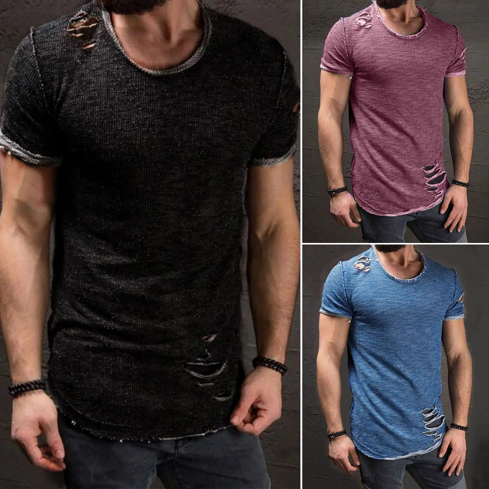 Футболка мужская приталенная с коротким рукавом и круглым вырезом|top short|tee shirtcasual