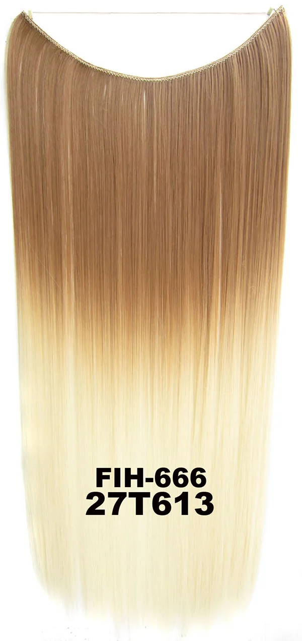 Similler женский леска волосы для наращивания черный серый натуральный прямой 55 см длинный высокотемпературный синтетический шиньон - Цвет: #4