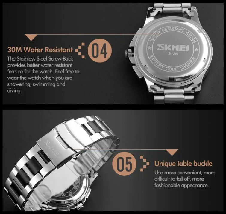 SKMEI Brand Men Dress Watches Top Brand Luxury Multifunction Sports Quartz Watch Waterproof Clock Men Relogio Masculino