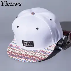 Yienws письмо Kpop белый плоский Кепки Snapback хип-хоп Кепки s для Для женщин 6 Панель полный Кепки шляпа Бейсбол прямые поля Шапки Femme YIC046