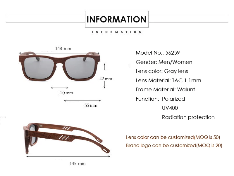 Kennedy Bamboo Polarized Sunglasses