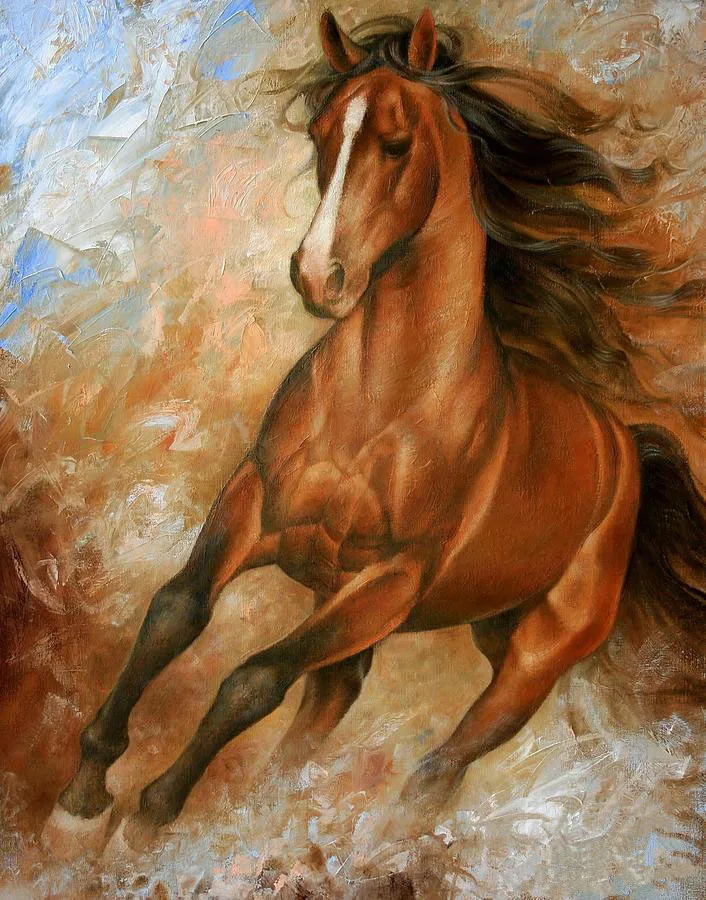 61403 100% Handpainted Running Horse Painting Famous Art Oil Painting